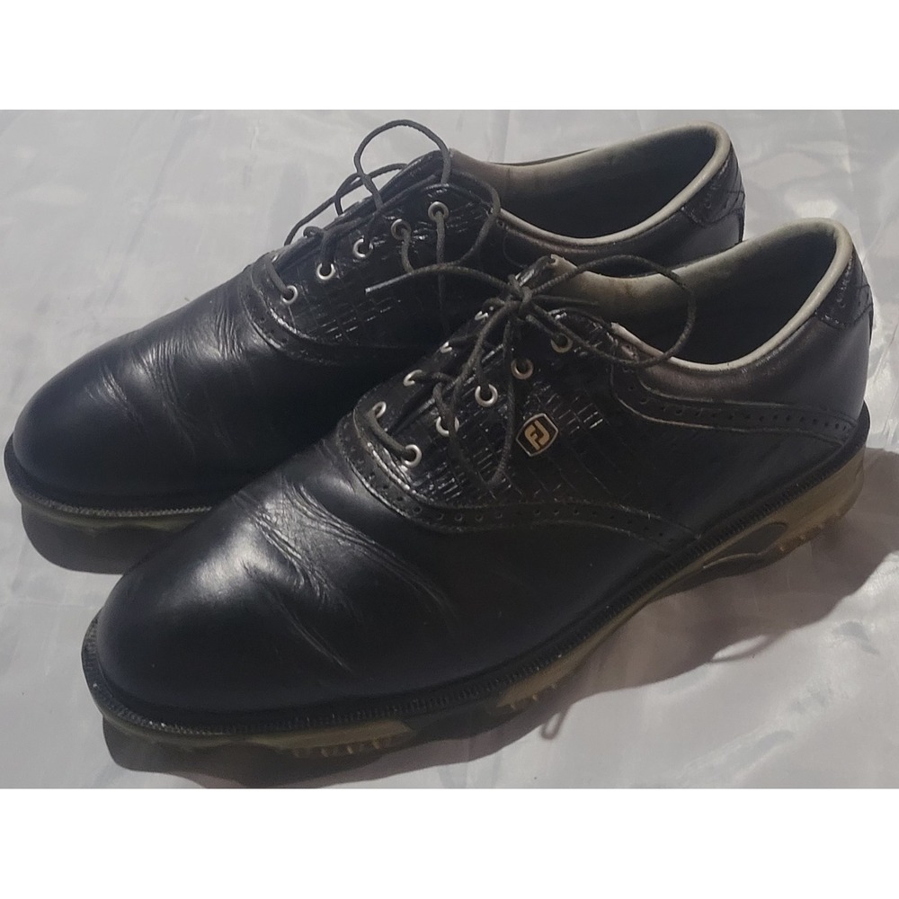 FootJoy DryJoys Tour Golf Shoes Men's Size 11.5‎ M Black Leather Cleats 53676